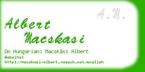 albert macskasi business card